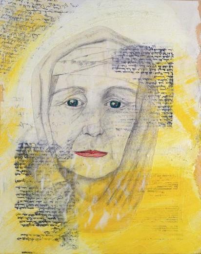 Kerstin Wüstenhöfer-Loges, Malerei, “Für Alma“ , Mischtechnik auf Holz,50 cm x 40 cm
