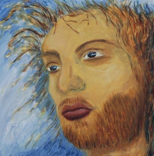 Kerstin Wüstenhöfer-Loges, Malerei, “Last Hippie“ , Mischtechnik auf Leinwand,50 cm x 50 cm