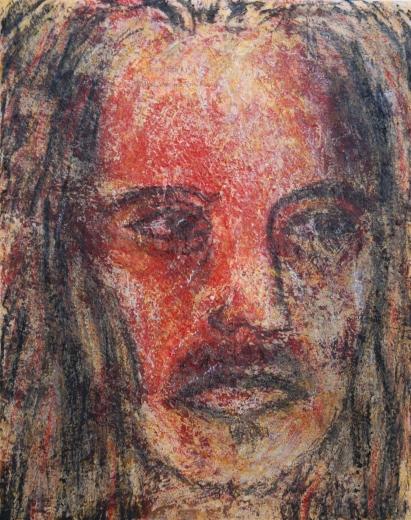 Kerstin Wüstenhöfer-Loges, Malerei, “Red Indian“ , Mischtechnik auf Leinwand,50 cm x 40 cm