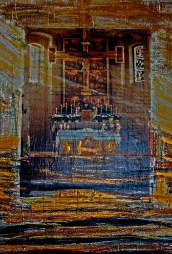 Kerstin Wüstenhöfer-Loges, Malerei, “Schwarzgold“ , Mischtechnik auf Holz,80 cm x 60 cm