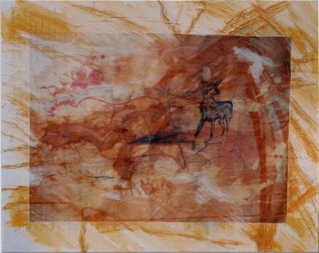 Kerstin Wüstenhöfer-Loges, Malerei, “Schlafend“ , Mischtechnik auf Holz,50 cm x 40 cm