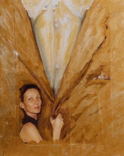 Kerstin Wüstenhöfer-Loges, Malerei, “Gold “ , Mischtechnik auf Holz,40 cm x 50 cm