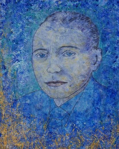 Kerstin Wüstenhöfer-Loges, Malerei, “... und O“ , Mischtechnik auf Holz,50 cm x 40 cm