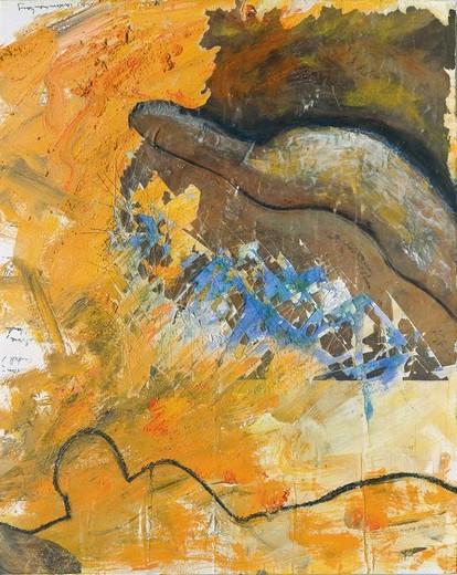 Kerstin Wüstenhöfer-Loges, Malerei, “Torso“ , Mischtechnik auf  Holz,50 cm x 40 cm