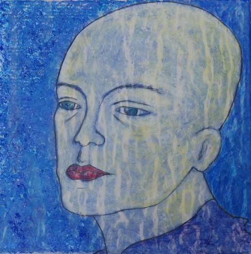 Kerstin Wüstenhöfer-Loges, Malerei, “Melancholie“ , Mischtechnik auf Leinwand,30 cm x 30 cm