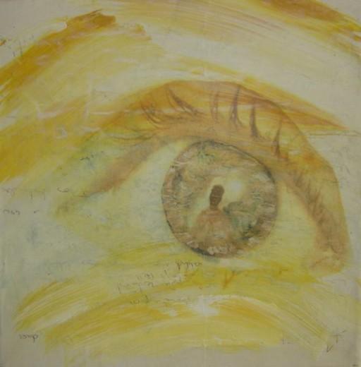 Kerstin Wüstenhöfer-Loges, Malerei, “Im Auge“ , Mischtechnik auf Leinwand,30 cm x 30 cm