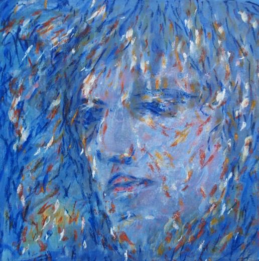 Kerstin Wüstenhöfer-Loges, Malerei, “Blue Way“ , Mischtechnik auf Leinwand,30 cm x 30 cm