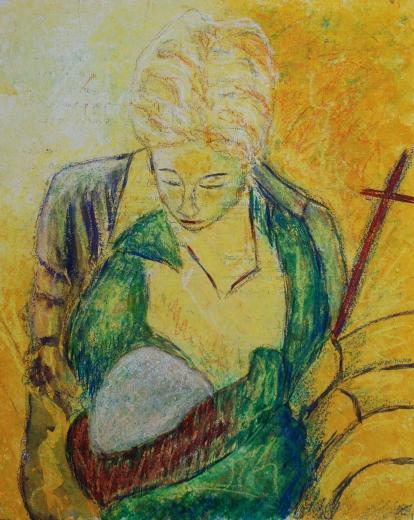Kerstin Wüstenhöfer-Loges, Malerei, “Gefahr“ , Mischtechnik auf Holz,50 cm x 40 cm