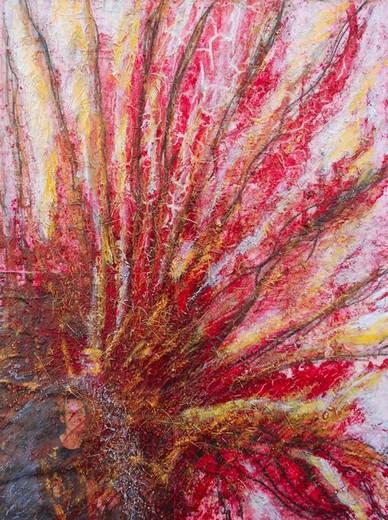 Kerstin Wüstenhöfer-Loges, Malerei, “Wut“ , Mischtechnik auf Holz,80 cm x 60 cm