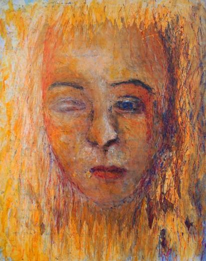 Kerstin Wüstenhöfer-Loges, Malerei, “Erinnern“ , Mischtechnik auf Holz,50 cm x 40 cm