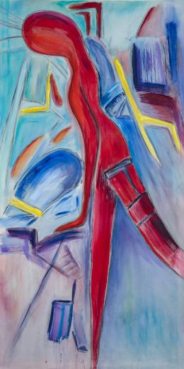Kerstin Wüstenhöfer-Loges, Malerei, “Begegnungen 3“ , Mischtechnik auf Leinwand,195 cm x 100 cm