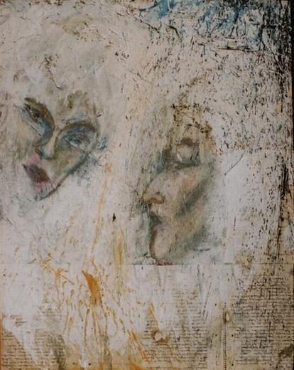 Kerstin Wüstenhöfer-Loges, Malerei, “Begegnungen“ , Mischtechnik auf Leinwand,80 cm x 105 cm
