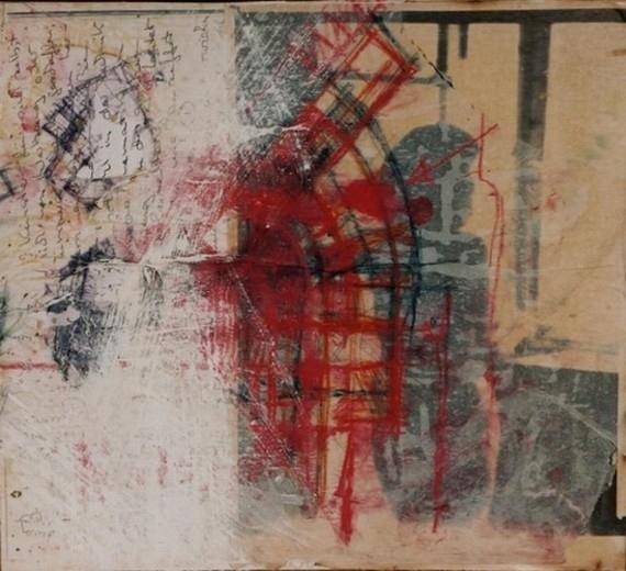 Kerstin Wüstenhöfer-Loges, Malerei, “Selbst“ , Mischtechnik auf Holz,30 cm x 21 cm