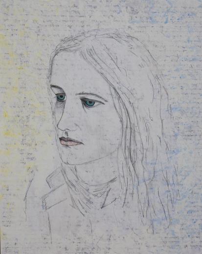 Kerstin Wüstenhöfer-Loges, Malerei, “Andreas Wehmeier“ , Mischtechnik auf Holz,50 cm x 40 cm