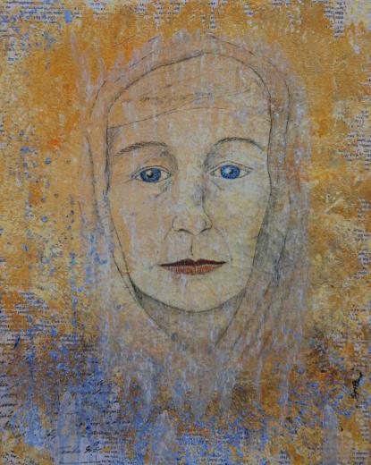 Kerstin Wüstenhöfer-Loges, Malerei, “Testament“ , Mischtechnik auf Holz,60 cm x 40 cm